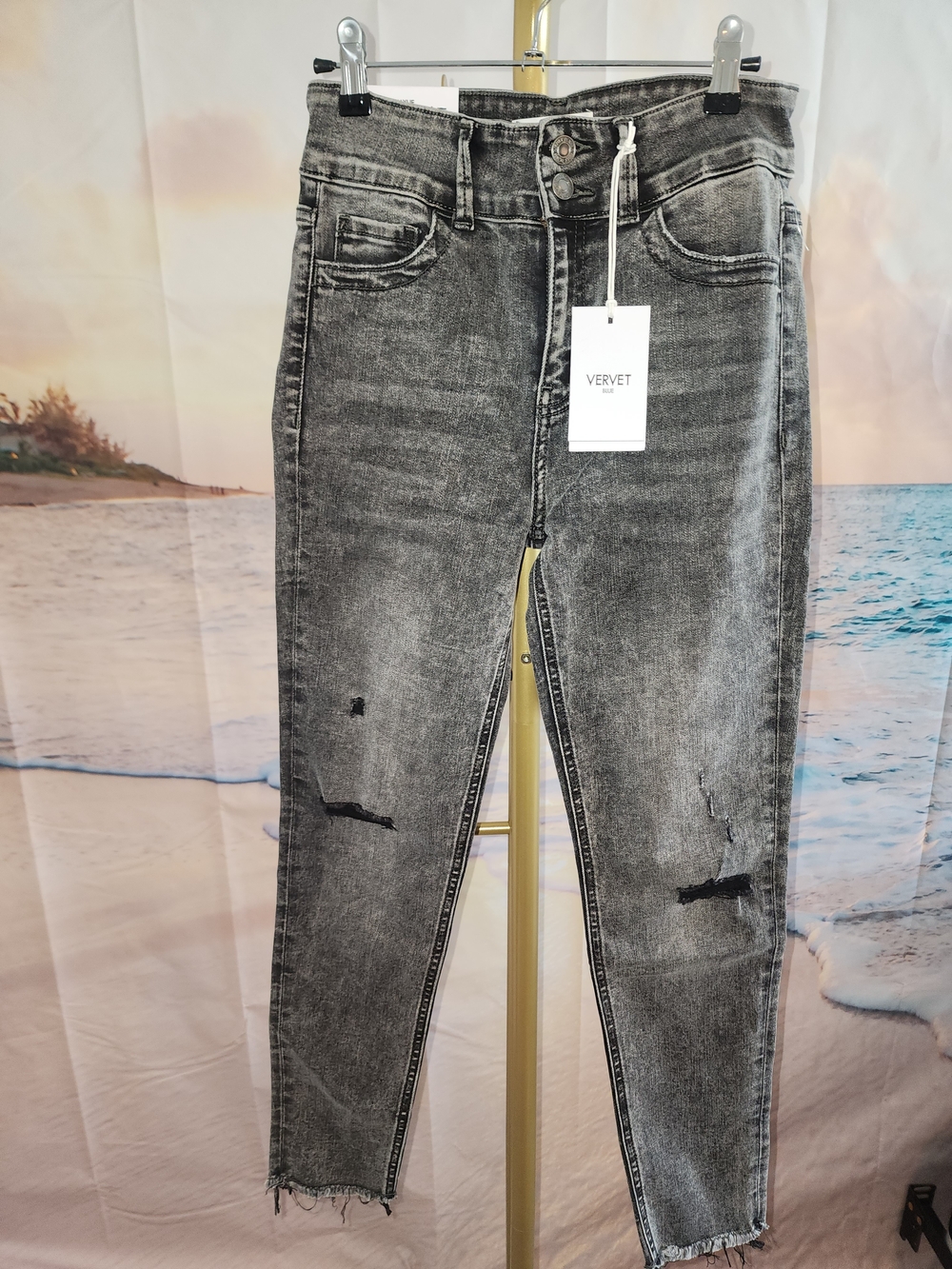 VERVET BY FLYING MONKEY High-Rise Distressed Black Gray Jeans